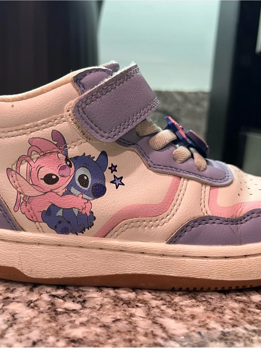 Zara Lilac, Pink and White Lilo & Stitch High-Top Kids Sneakers